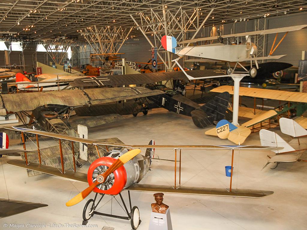 A display of vintage airplanes