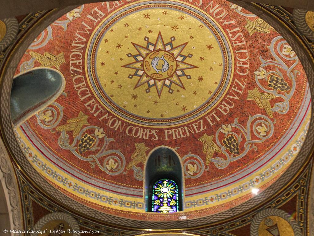 A mosaic with a religious theme covering a dome