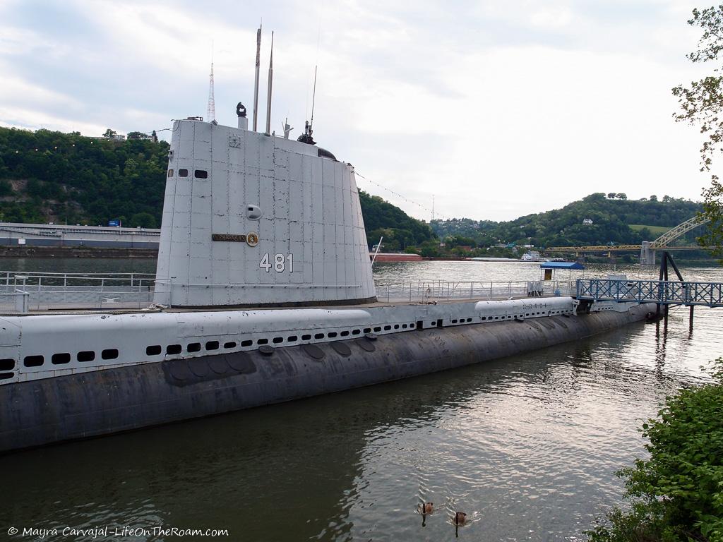 A submarine above water