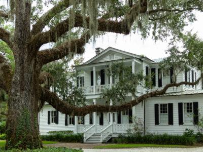 A historic house and a live oak