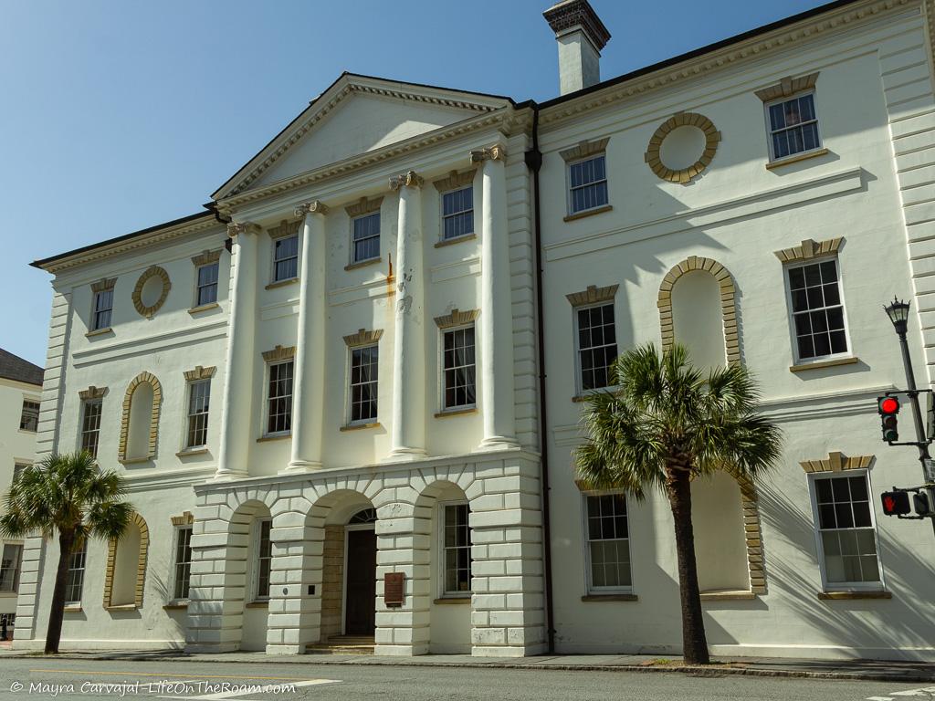 A historic civic building in white