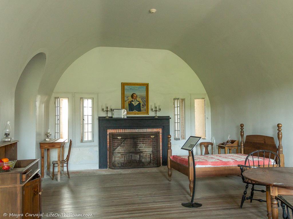 A room inside a casemate with period furniture