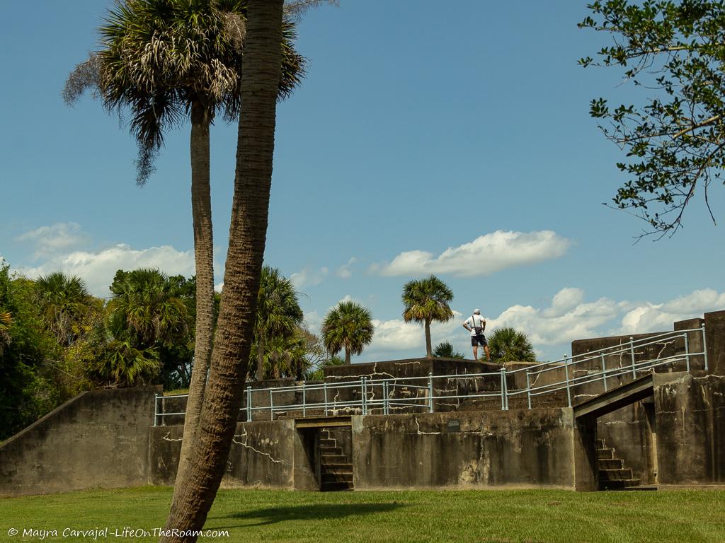 An abandoned steel and concrete battery