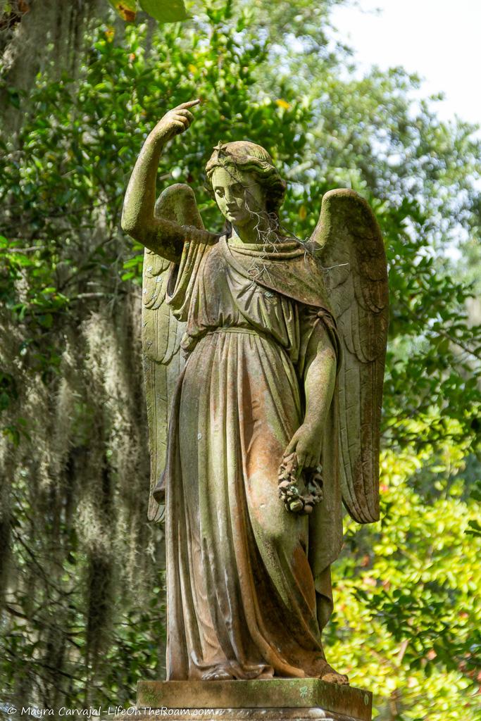 The stone statue of an angel