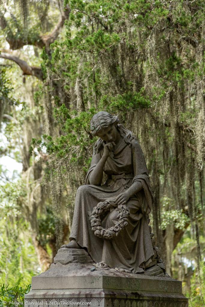 A statue in a cemetery