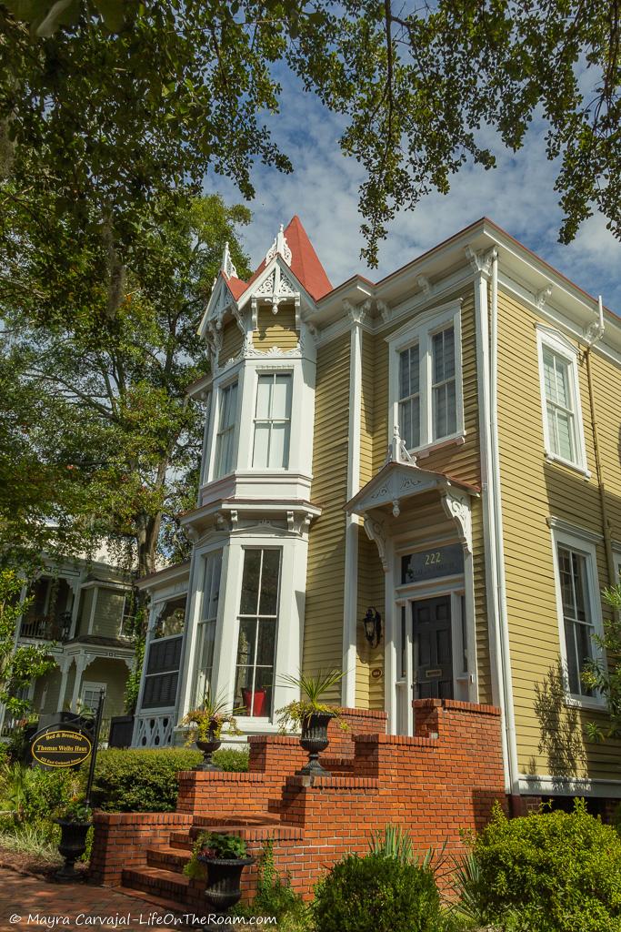 A historic house with brick steps