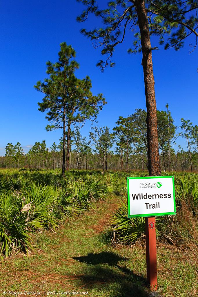 A sign at the entrance of a trailhead