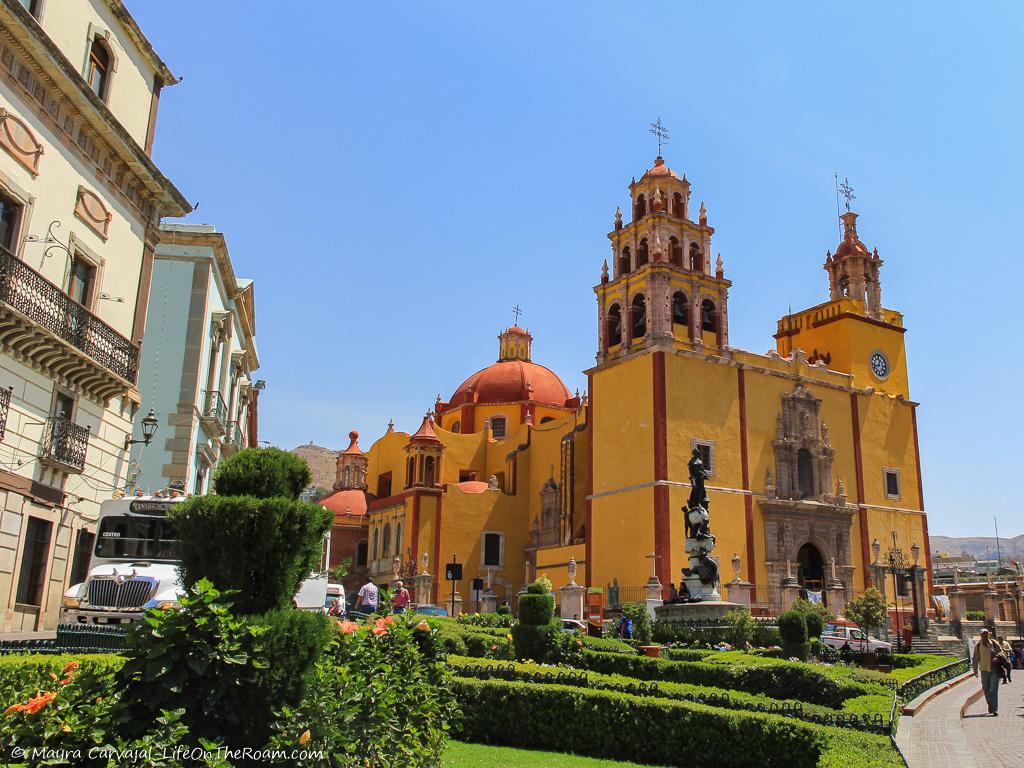 A historic basilica in bright colours