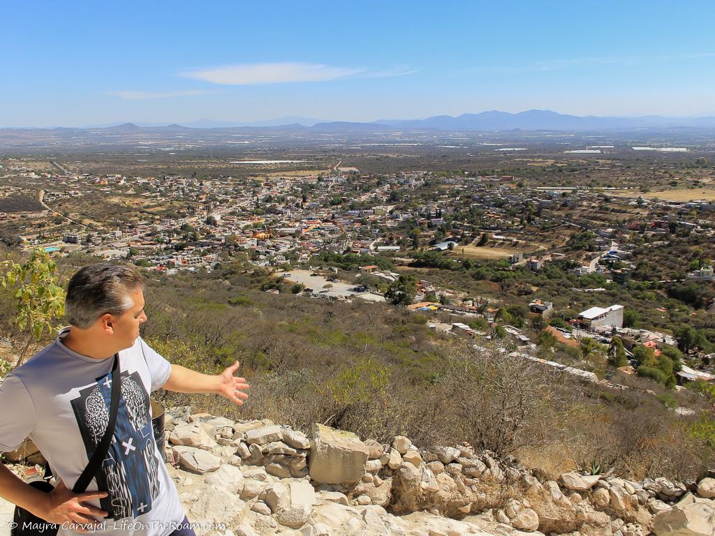 View of a town from the top of a monolith