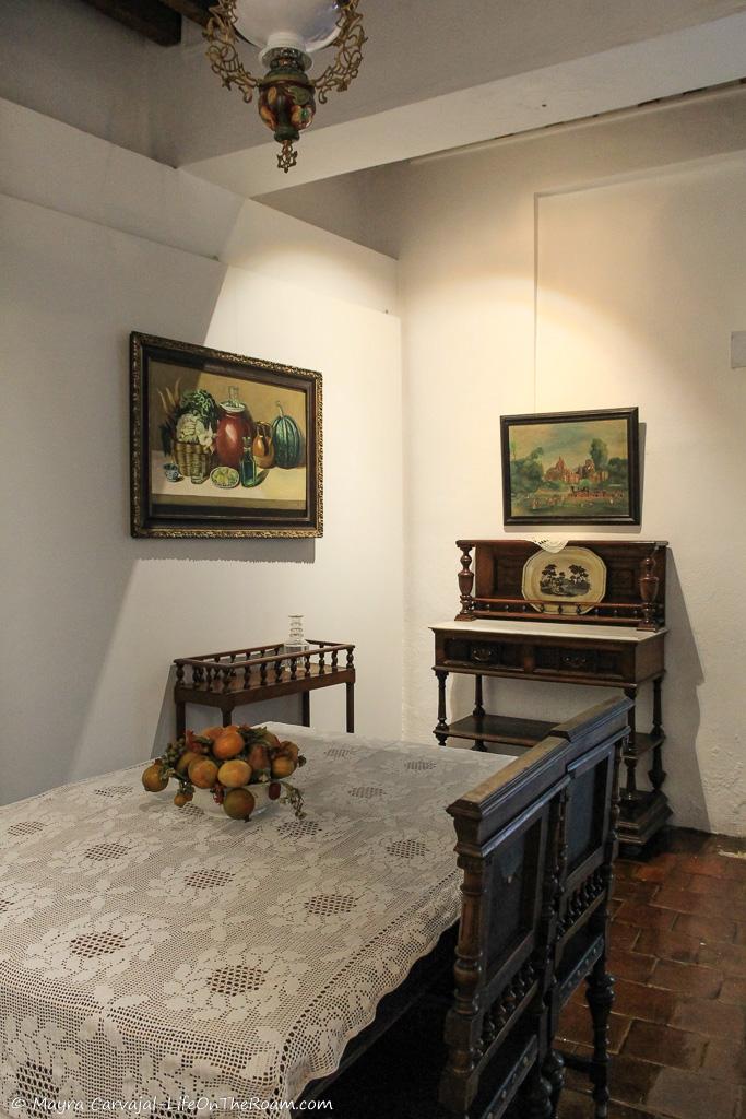 A dining room with19th century furniture