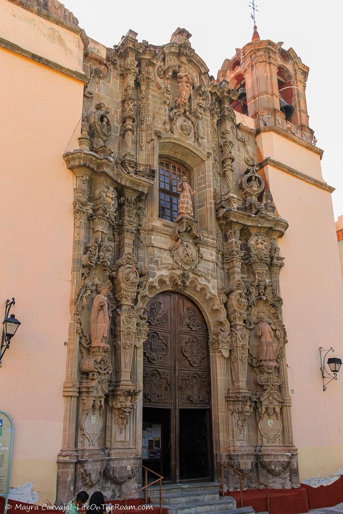 A church with an elaborate carved stone entrance