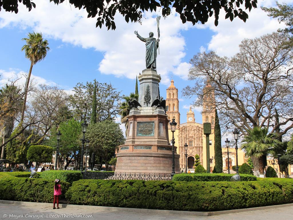 A square with a monument