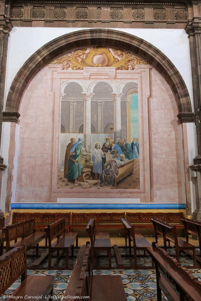 A mural with a scene from the Bible