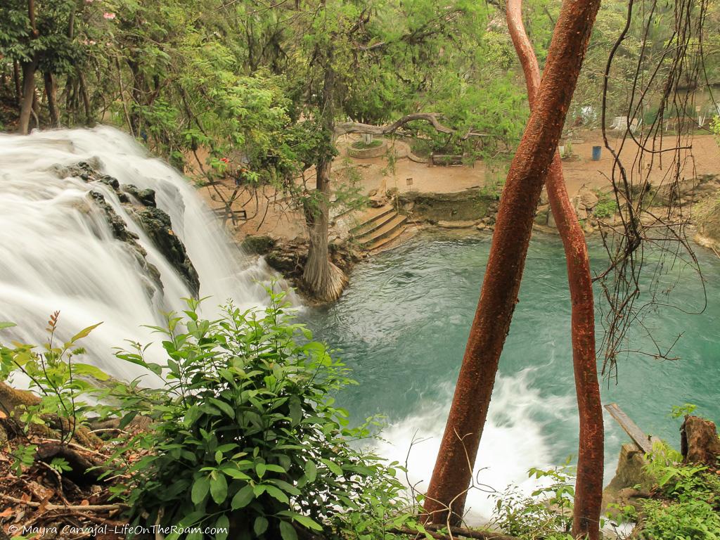 A waterfall seen from above