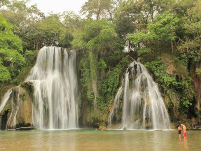 3 waterfalls surrounded by trees