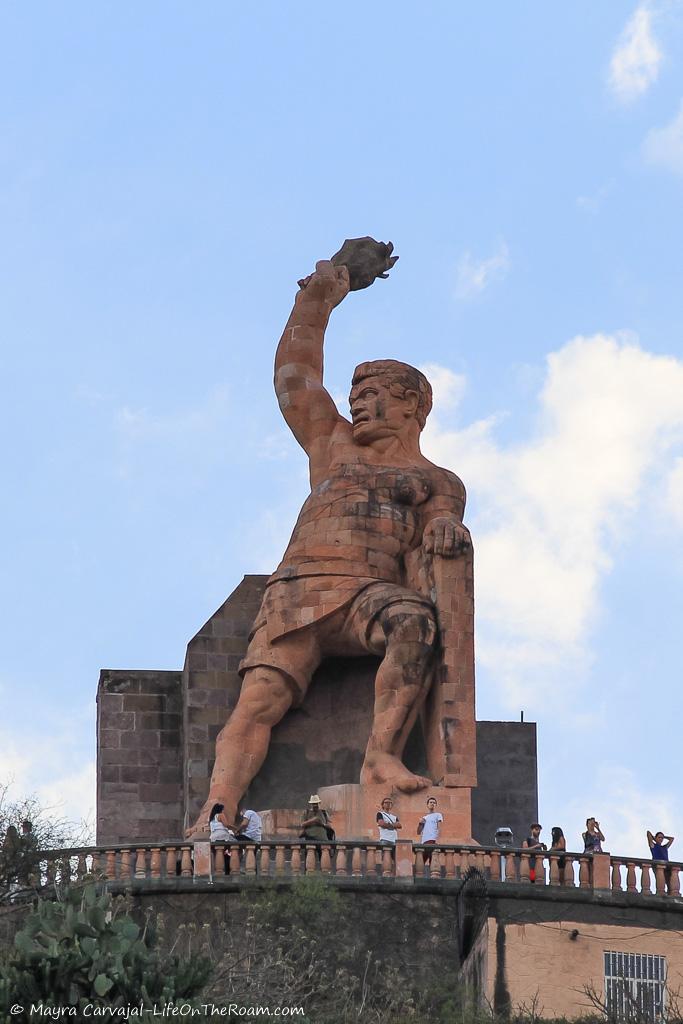 A large statue of a man