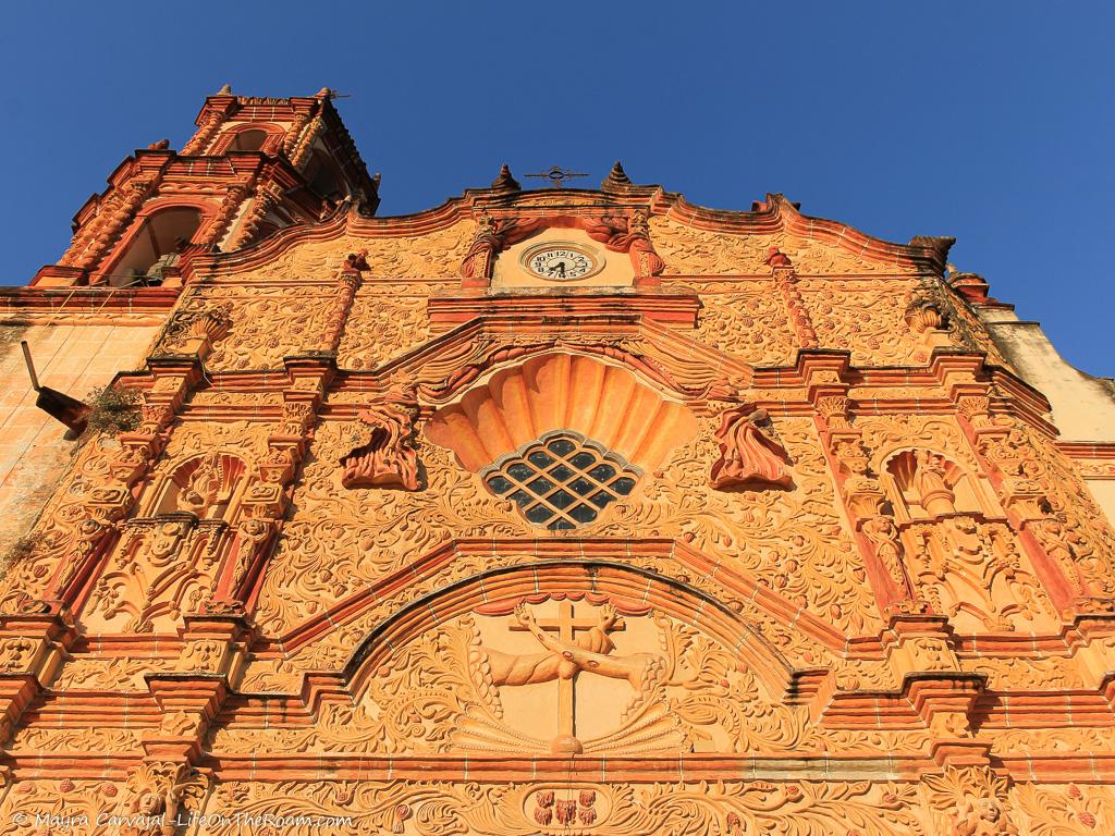 Elaborate carvings in the façade of a church