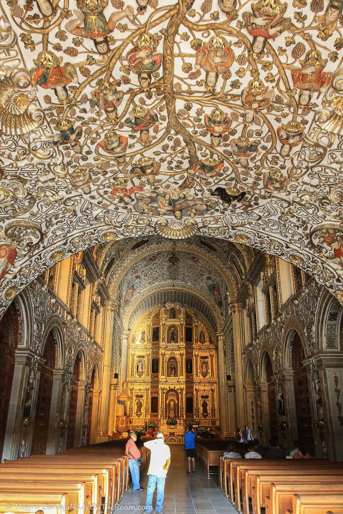 Ornamentation in the form of a genealogical tree on the soffit of an arch in a historic church