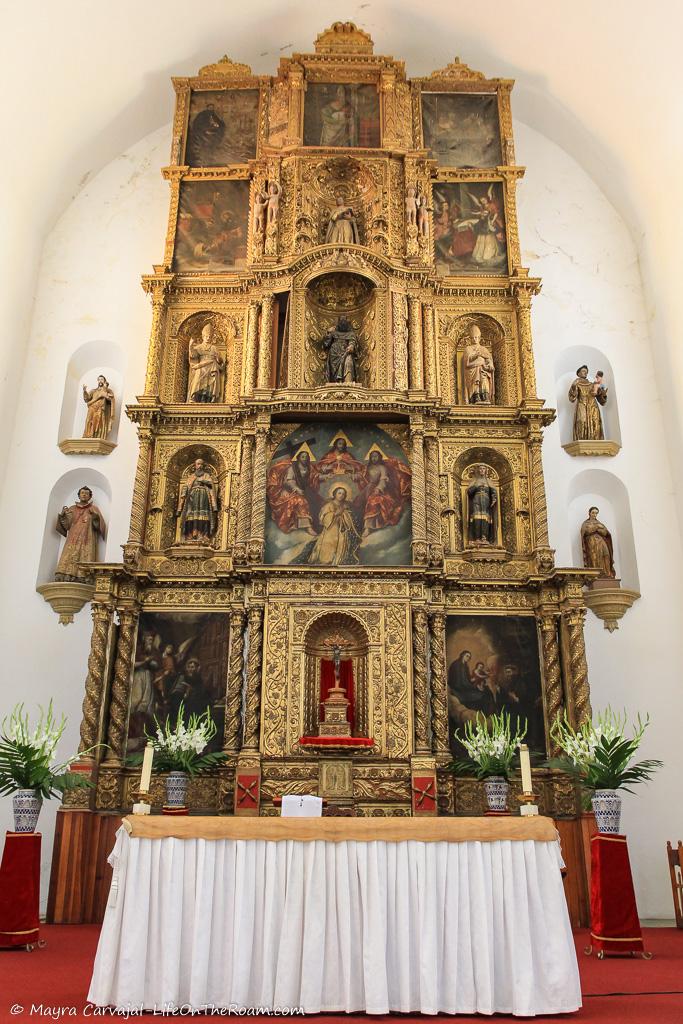 A gilded altar in a church