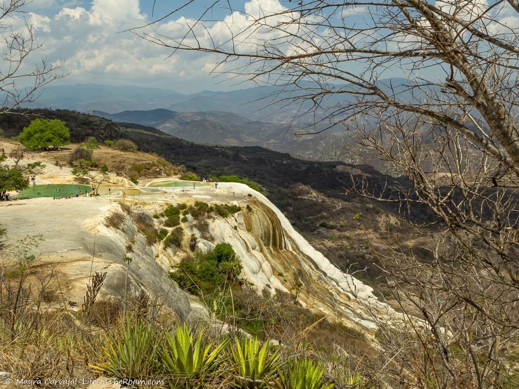 A lower calcified waterfall seen in the distance