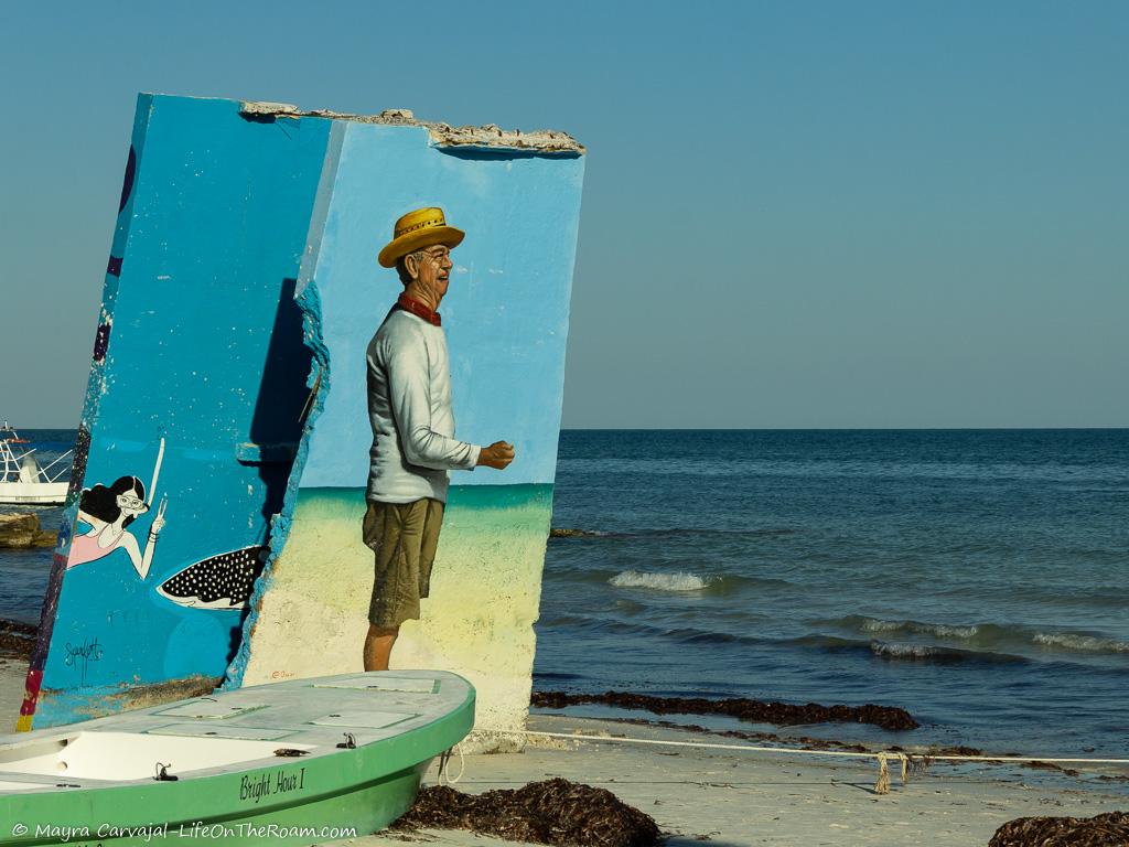 A mural drawn in a lone standing wall