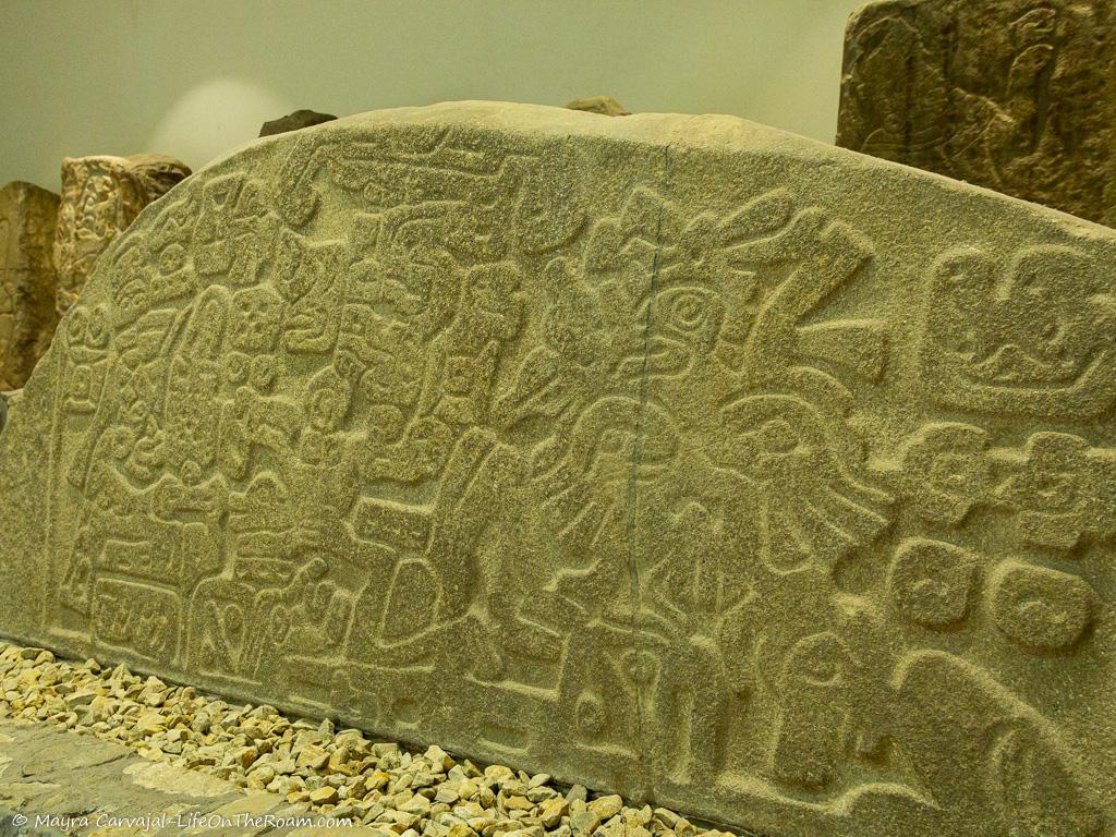 An ancient stela with horizontal orientation