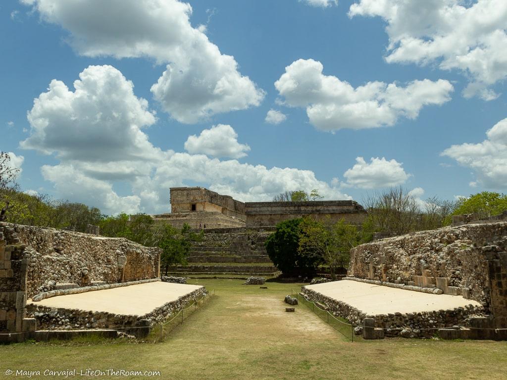 A ball game court in a Mayan archeological site