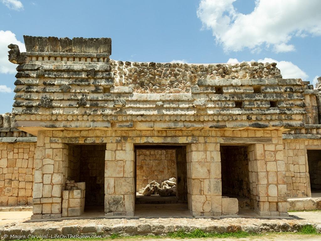 The facade of an ancient palace in stone