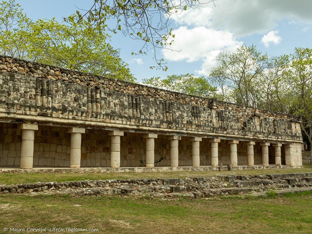An ancient rectangular building with columns