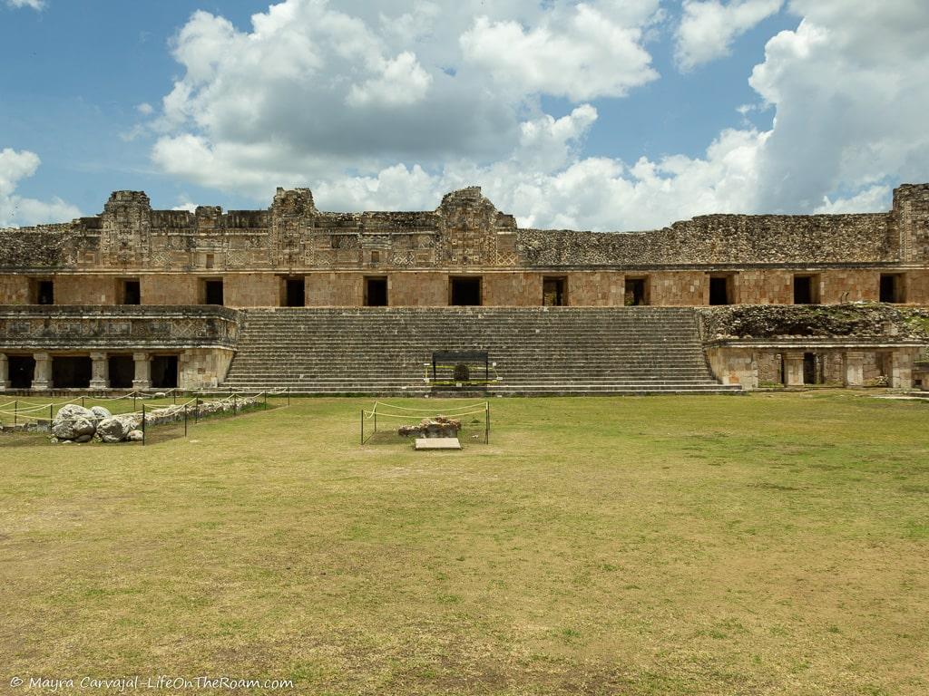 A rectangular ancient palace with a large frontyard