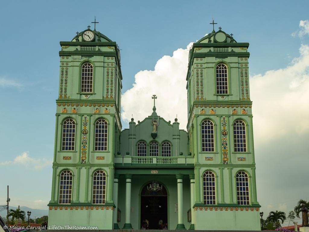 A light green church