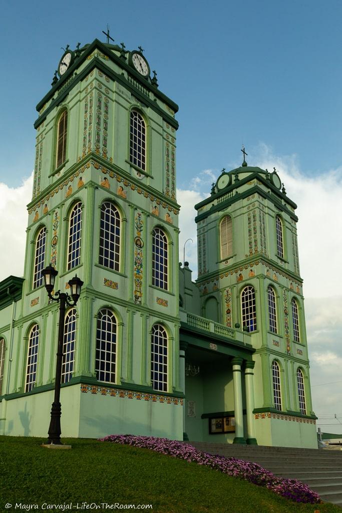A church painted in green