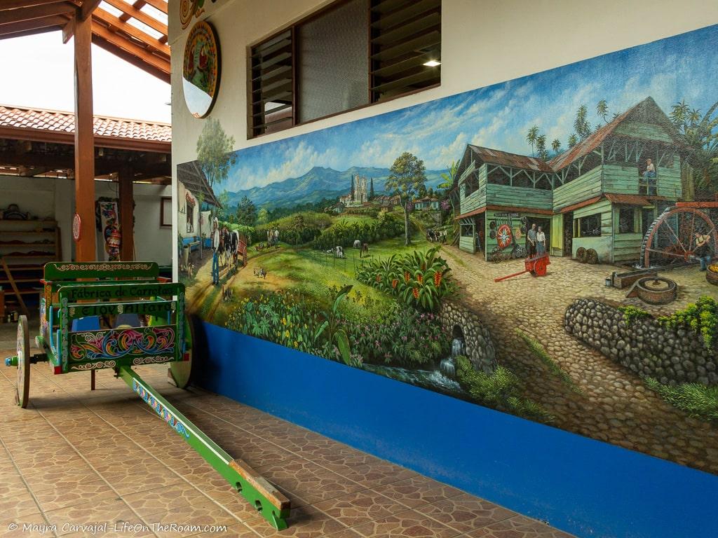 A mural with a nature scene