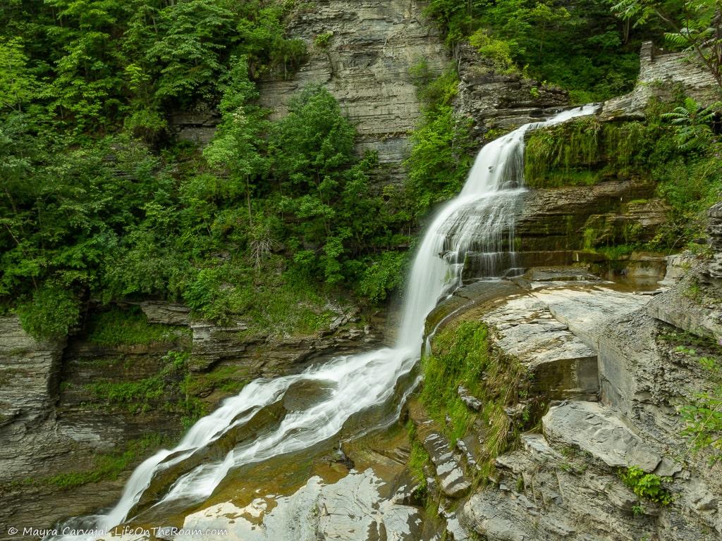 Side view of a waterfall