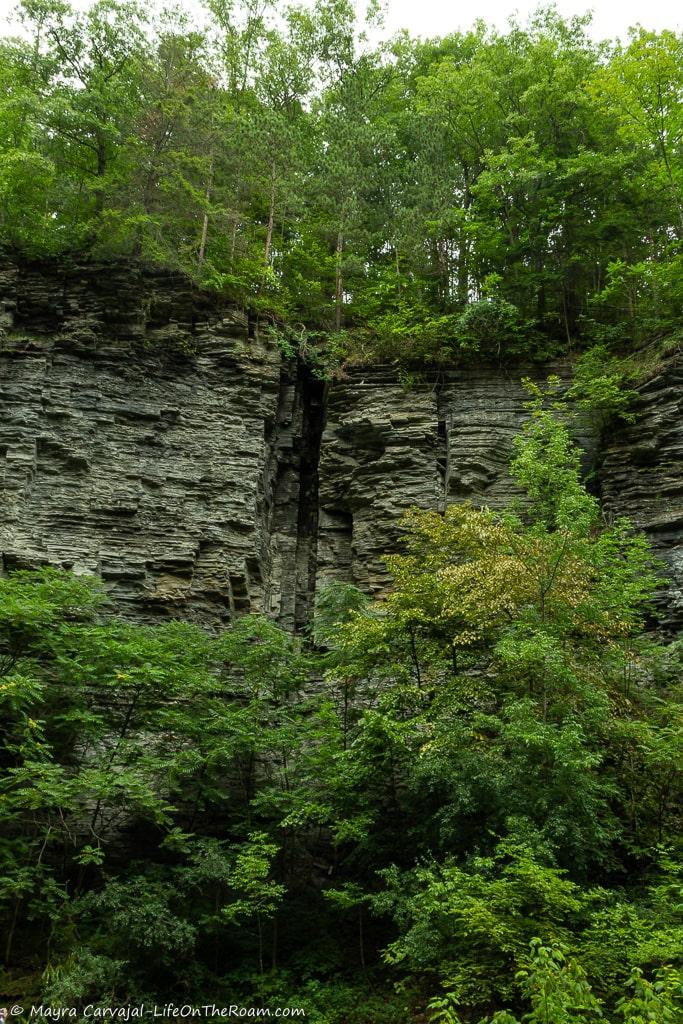 A vertical channel in a gorge