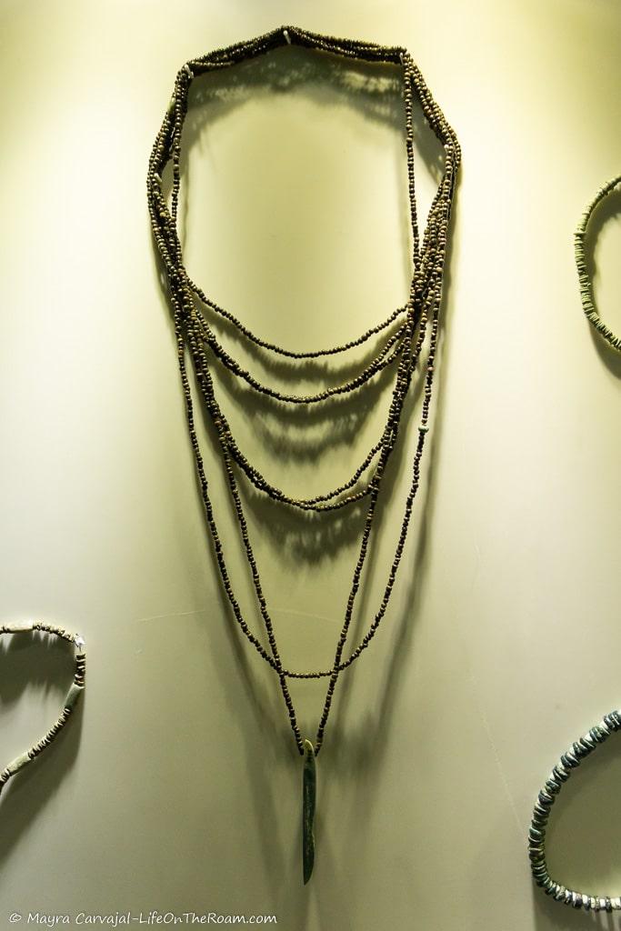 A necklace with beads