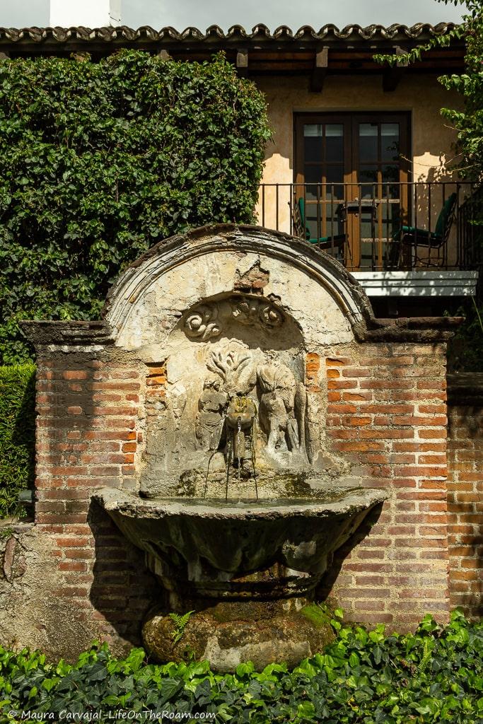 A fountain in a patio