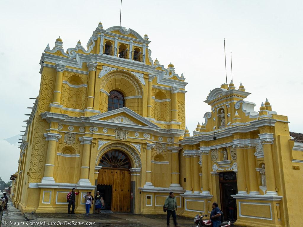 A church painted in bright yellow