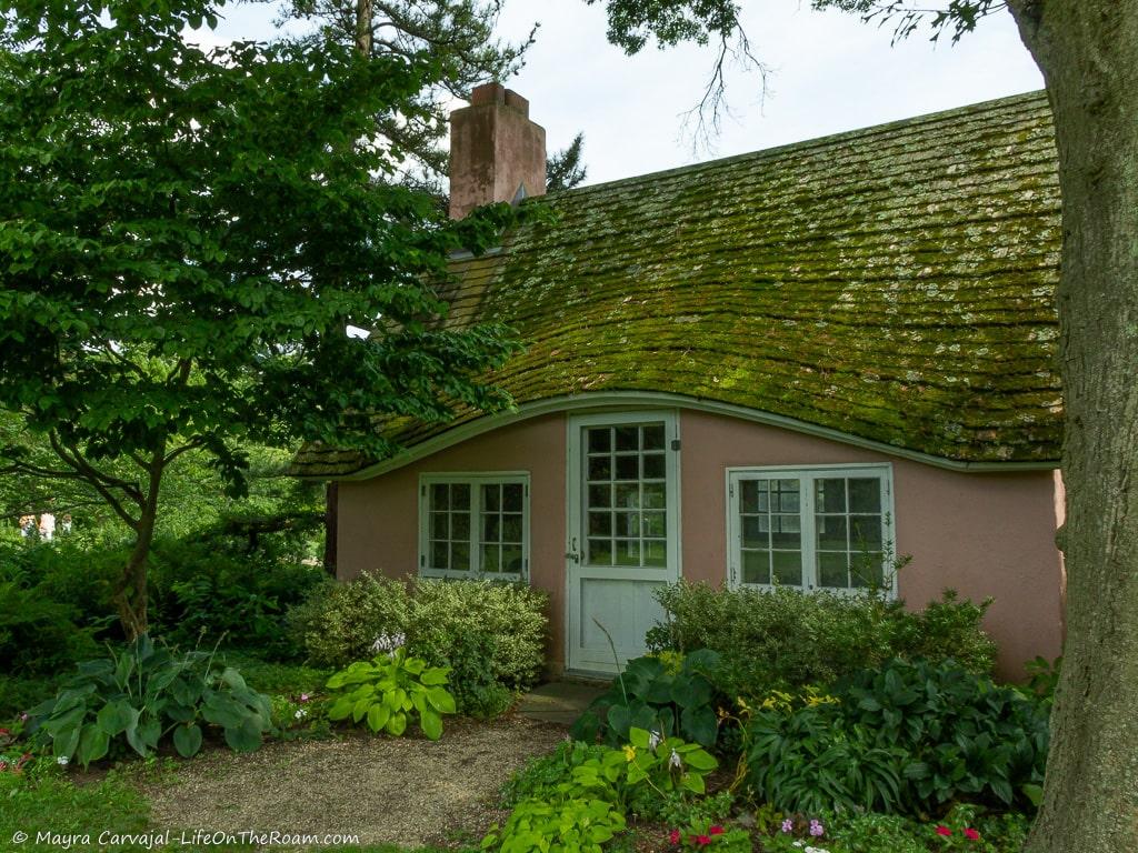 A quaint house painted in pink