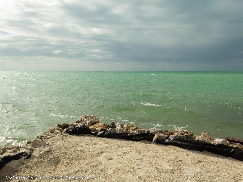 View of a beach from a sandy point