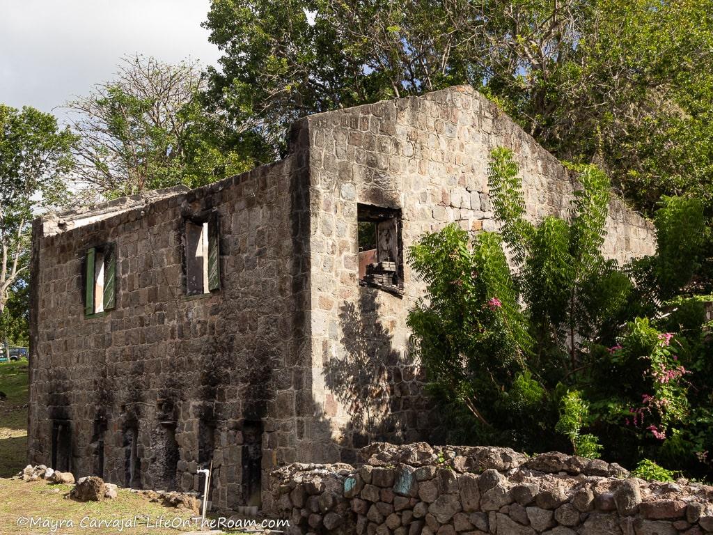An abandoned stone building