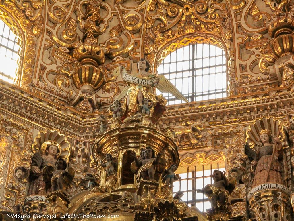 Statues of angels in an ornate church