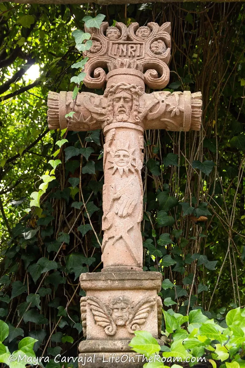 A cross in carved stone
