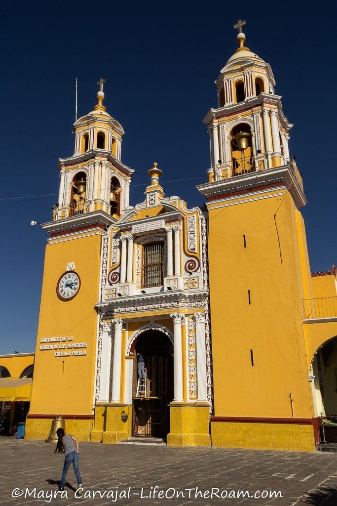 The façade of a church in neoclassical style with columns