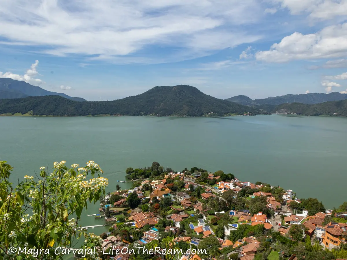 View of a lake and the mountains from a lookout