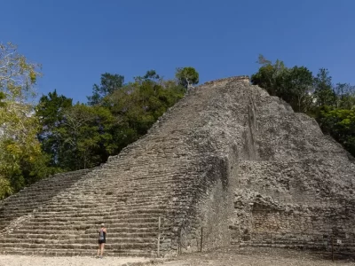 An unrestored pyramid in the jungle