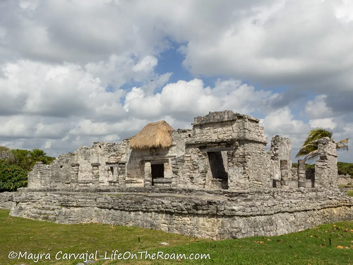 The ruins of a palace made of stone with many columns