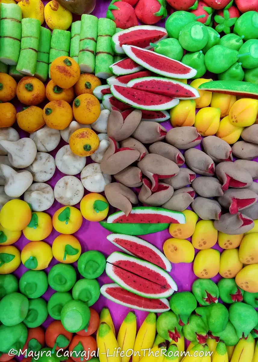 Colourful sweets in the shape of fruits