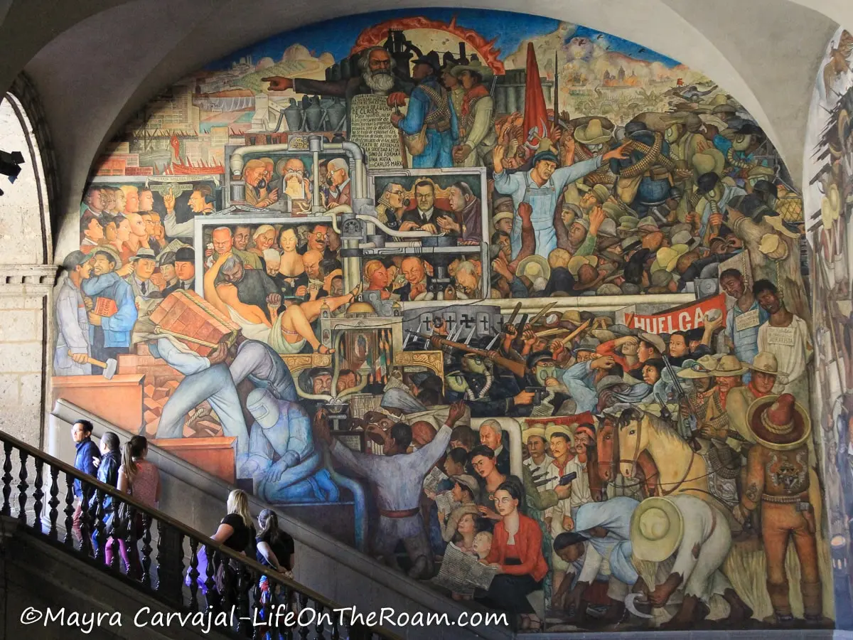 A fresco depicting people at work to symbolize the working class