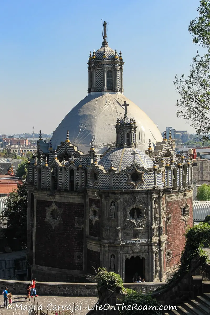 View of a highly decorated Baroque-style chapel from above